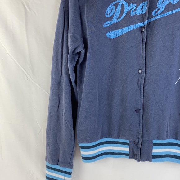 BB London Hipster Logo Bomber Jacket Size 2-M Snap Front - Picture 5 of 16